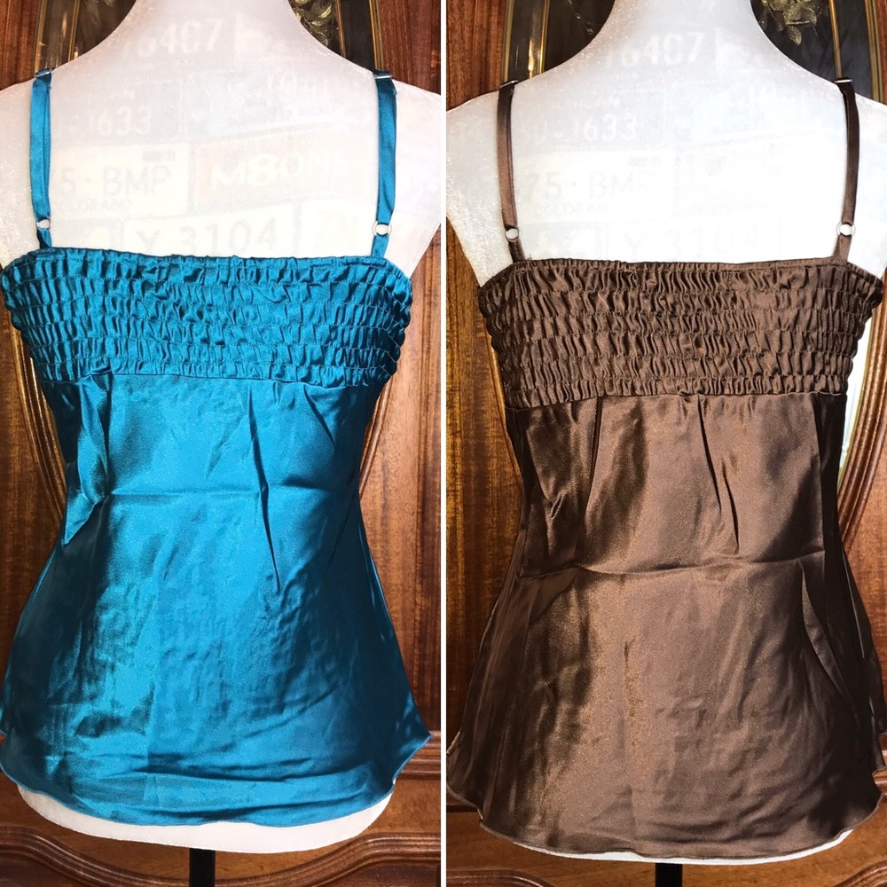 YOU GET BOTH - New NWT Jewel Tone Sequin Silky Cami Tank - Y2K 90s 2000s Retro - Picture 5 of 13